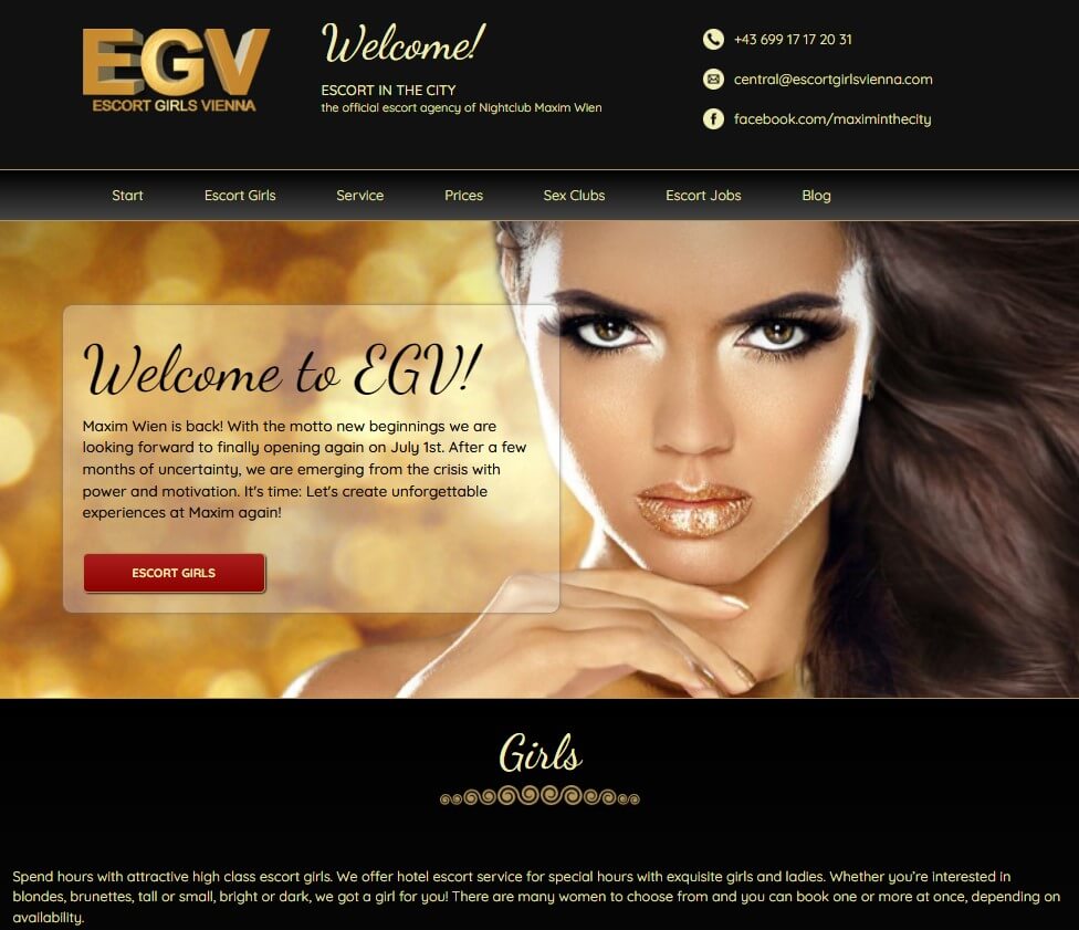 Escort Girls Vienna Agency main page