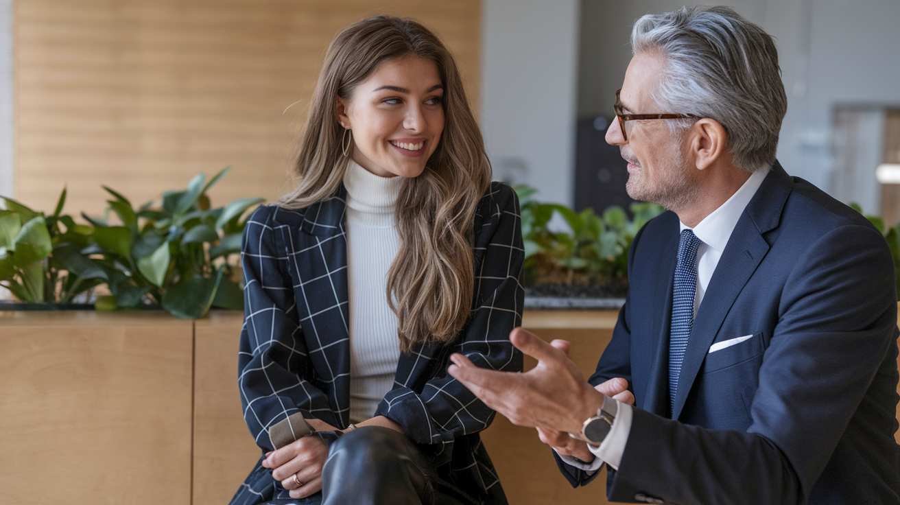 sex worker is discussing her savings plans with a financial advisor